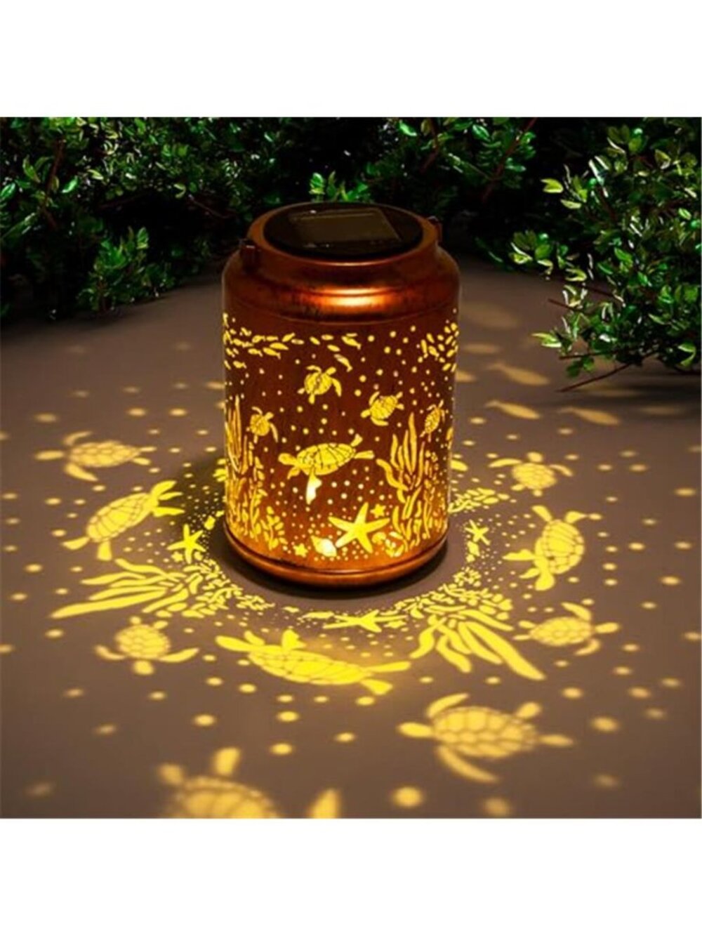 Sea Turtle Outdoor Solar Lanterns, Garden Waterproof Metal Hanging Decor Lights